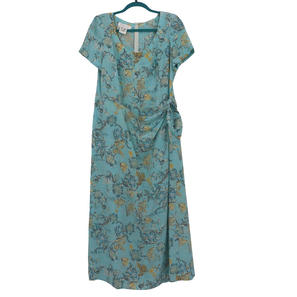 Escada Silk Floral Maxi Dress Womens L Blue Designer Margaretha Ley‎ Floral Boho
